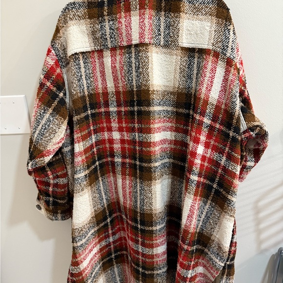 Maurices Red and Brown Plaid Teddy Jacket - Picture 3 of 4